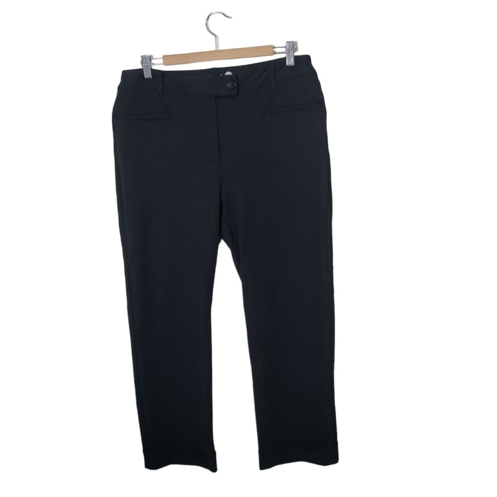 Betabrand black dress pant yoga pant crop lite woman's size XL